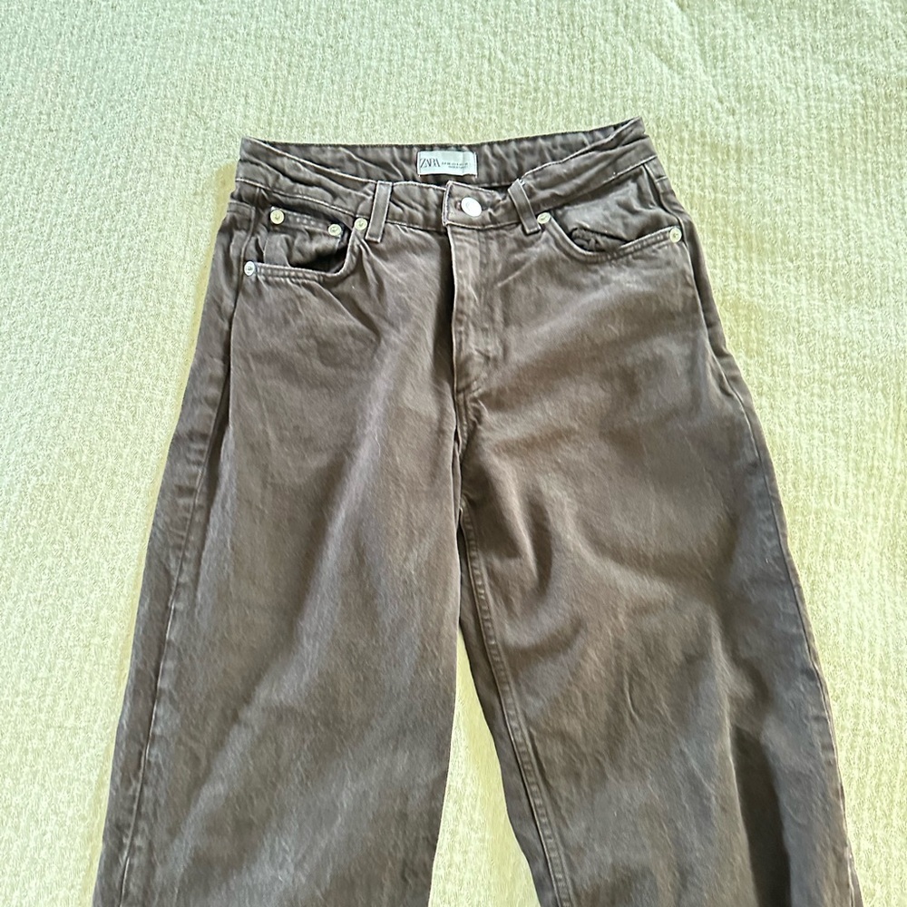 Zara Taupe Denim Trousers
